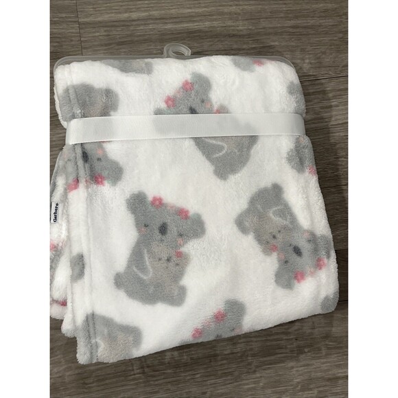 Gerber Gray Koala Bear Baby Blanket & Lovey Set Pink Flower Embroidered New - Picture 2 of 4